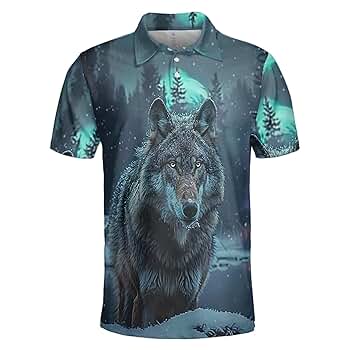 Amazon.com: Wolf's Face Polo Shirts for Men - Northern Light